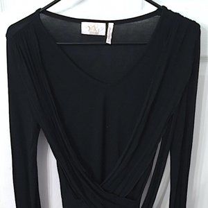 YOKI BLACK CRISS CROSS DRESS BLOUSE SMALL